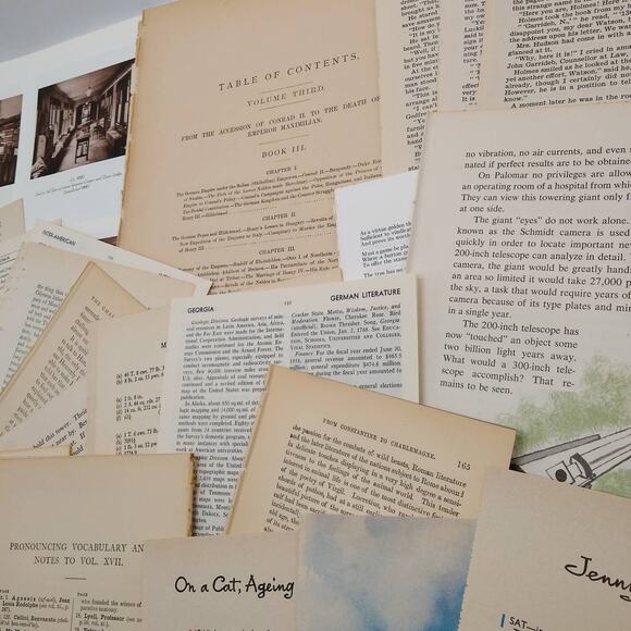 Very Vintage Book Pages, Old Book Page Bundle, Assorted Book Pages - Picture 8 of 10